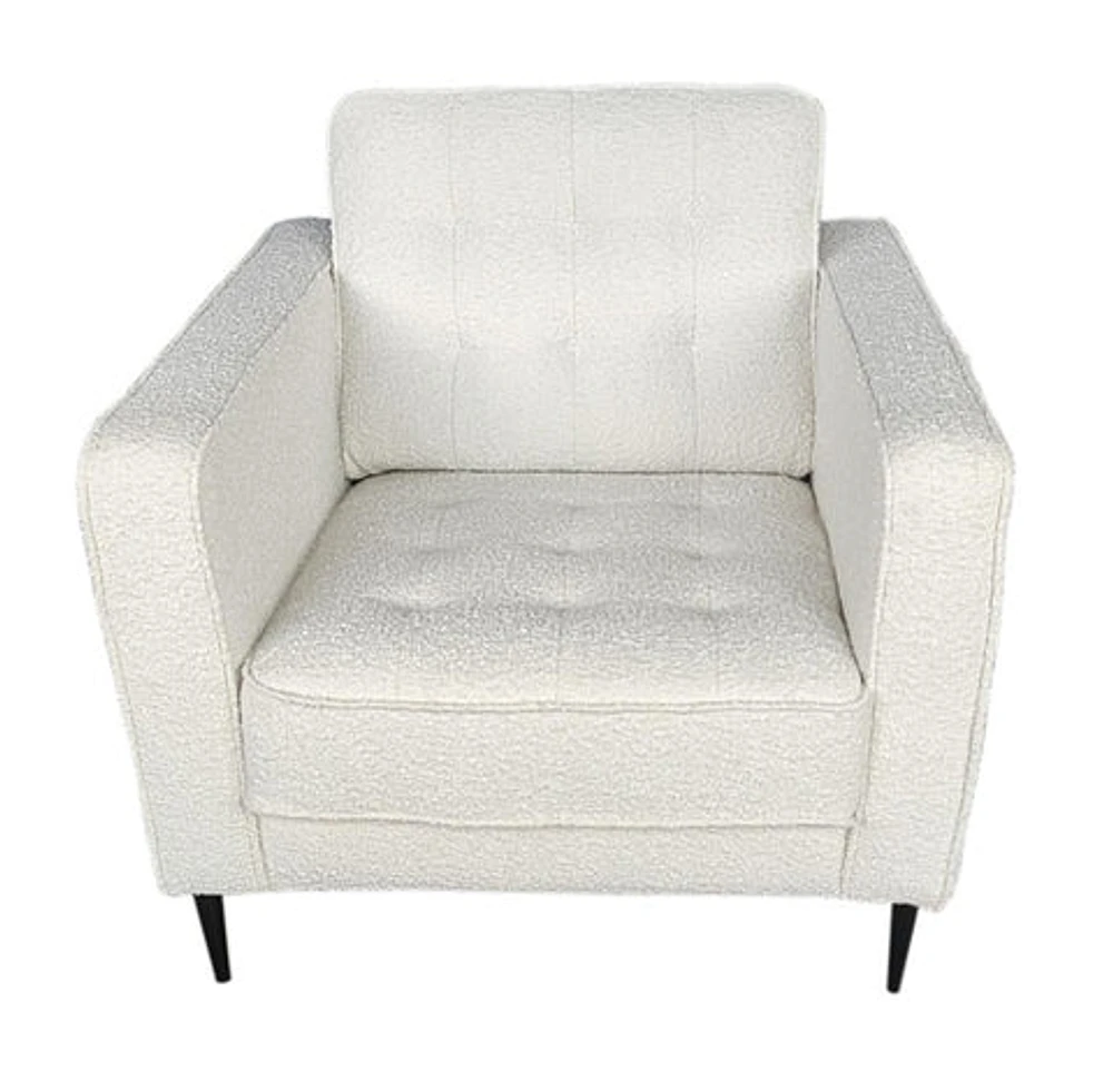 Lucas Mid Century Fabric Chair - Boucle White