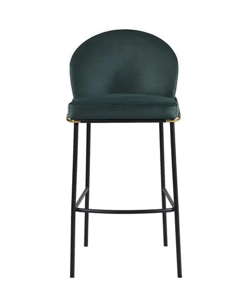 Puno Barstool - Black Metal Legs & Green Velvet Cushion