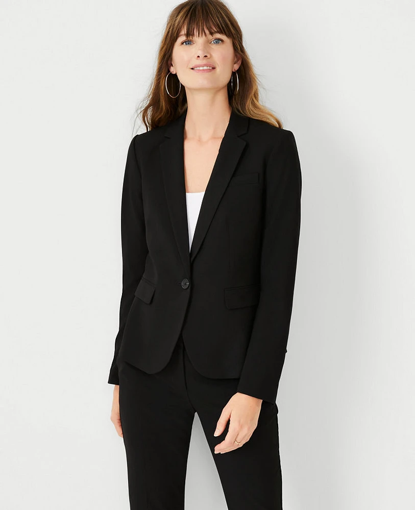 Ann Taylor The One-Button Blazer Seasonless Stretch Core Black Women's