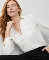 Ann Taylor Petite Camp Shirt Winter White Women's