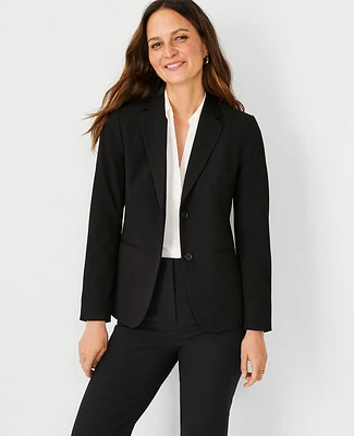 Ann Taylor The Petite Long Two-Button Blazer Seasonless Stretch Core Black Women's