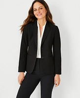 Ann Taylor The Petite Long Two-Button Blazer Seasonless Stretch Core Black Women's