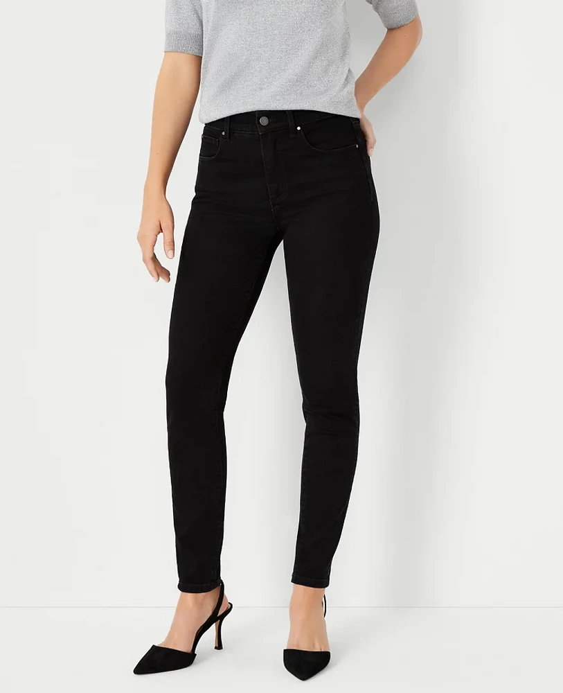 Ann Taylor Mid Rise Skinny Jeans Jet Black Wash - Curvy Fit Women's