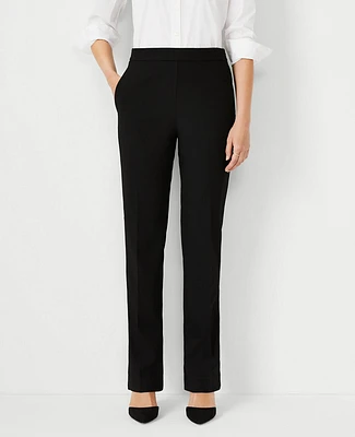 Ann Taylor The Petite Side Zip Straight Pant Bi-Stretch Black Women's