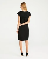 Ann Taylor The Flutter Sleeve Sheath Dress in Seasonless Stretch Size 0 Black Women's