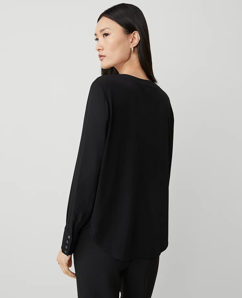 Ann Taylor Mixed Media Pleat Front Top Women's