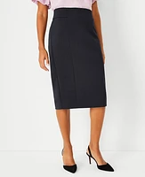 Ann Taylor The Petite High Waist Seamed Pencil Skirt in Double Knit Size 0 Black Women's