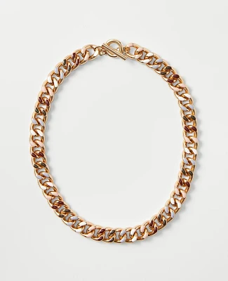 Ann Taylor Enamel Chain Necklace Luminescent Pink Women's