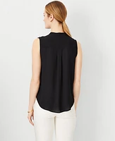 Ann Taylor Petite Sleeveless Camp Shirt Black Women's