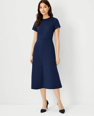 Ann Taylor The Petite Midi Flare Dress in Double Knit Size 00 Pure Sapphire Women's