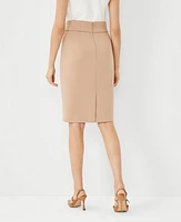 Ann Taylor The Tall High Waist Seamed Pencil Skirt Double Knit Natural Camel Women's