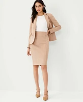 Ann Taylor The Tall High Waist Seamed Pencil Skirt Double Knit Natural Camel Women's