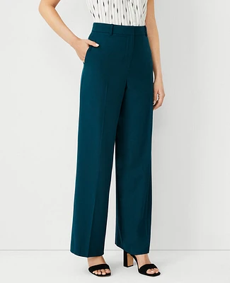 Ann Taylor The Petite Wide Leg Pant in Airy Wool Blend - Curvy Fit Size 00 Ominous Teal Women's
