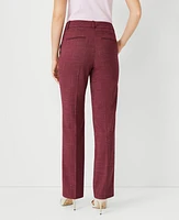 Ann Taylor The Petite Sophia Straight Pant in Cross Weave - Curvy Fit Size 00 Plum Rose Women's