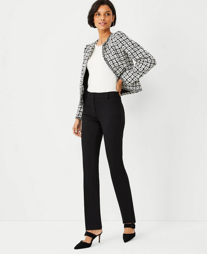 Ann Taylor The Petite Sophia Straight Pant in Knit Size 00 Black Women's