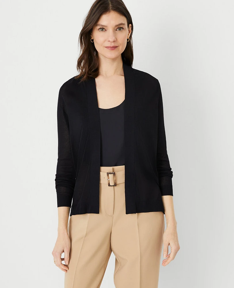 Ann Taylor Lightweight Open Cardigan Size 2XS Black Women's