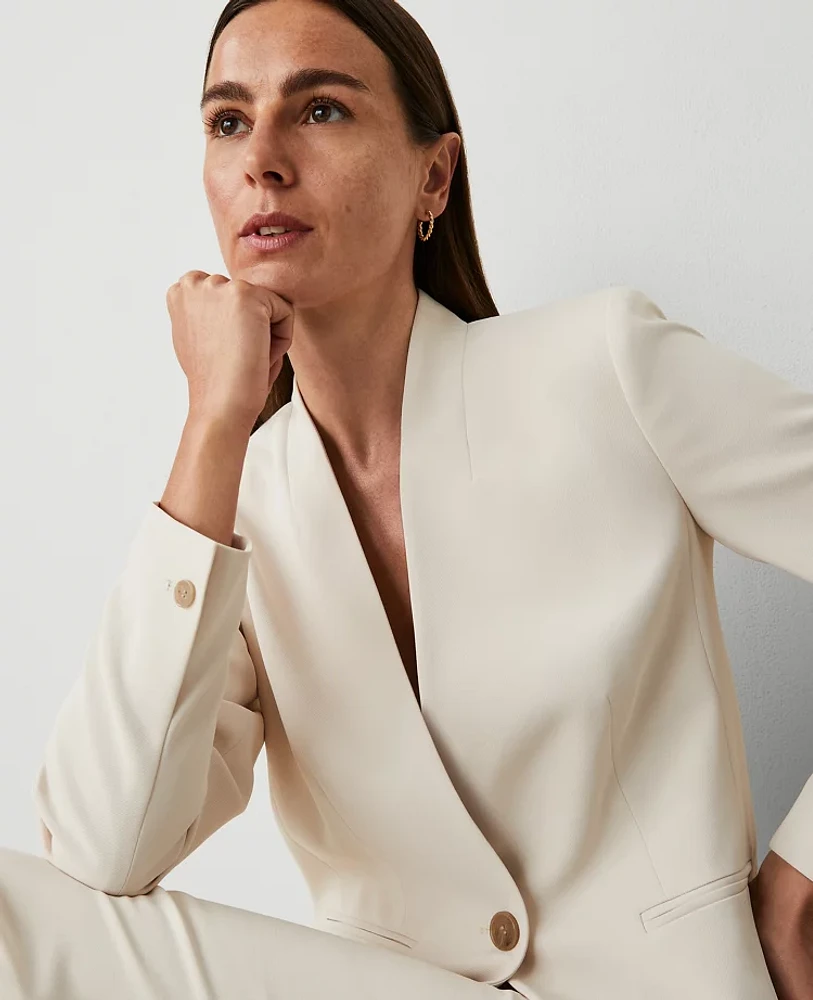 Ann Taylor The Long Collarless Blazer Fluid Crepe Women's