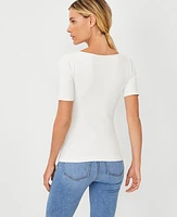 Ann Taylor Modern Seamless Scoop Neck T-Shirt Size XL/ XXL Winter White Women's
