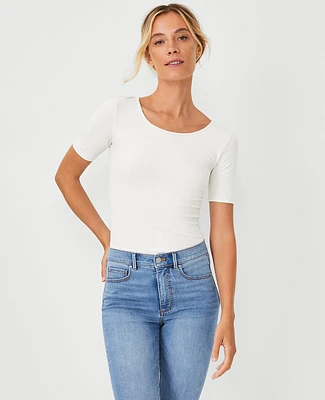 Ann Taylor Modern Seamless Scoop Neck T-Shirt Size XL/ XXL Winter White Women's