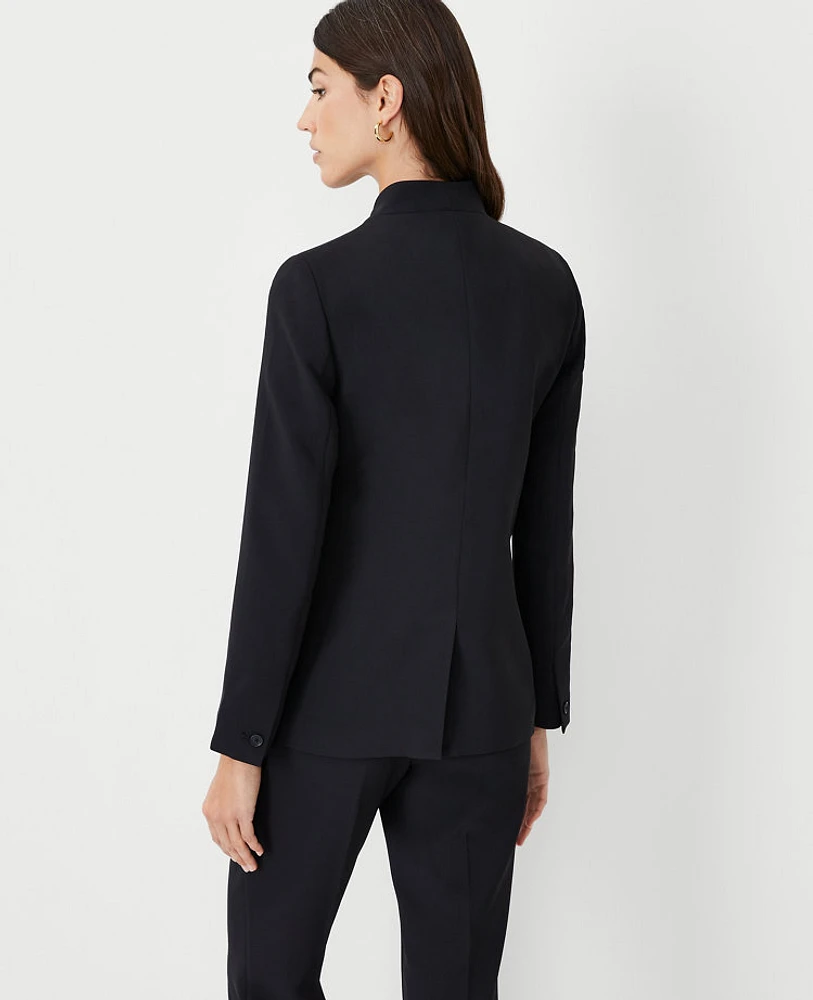 Ann Taylor The Petite Long Collarless Blazer Fluid Crepe Women's