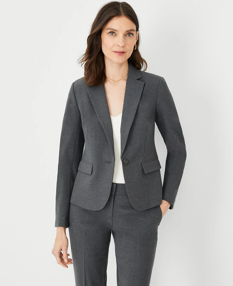 Ann Taylor The Petite Notched One Button Blazer Seasonless Stretch Women's