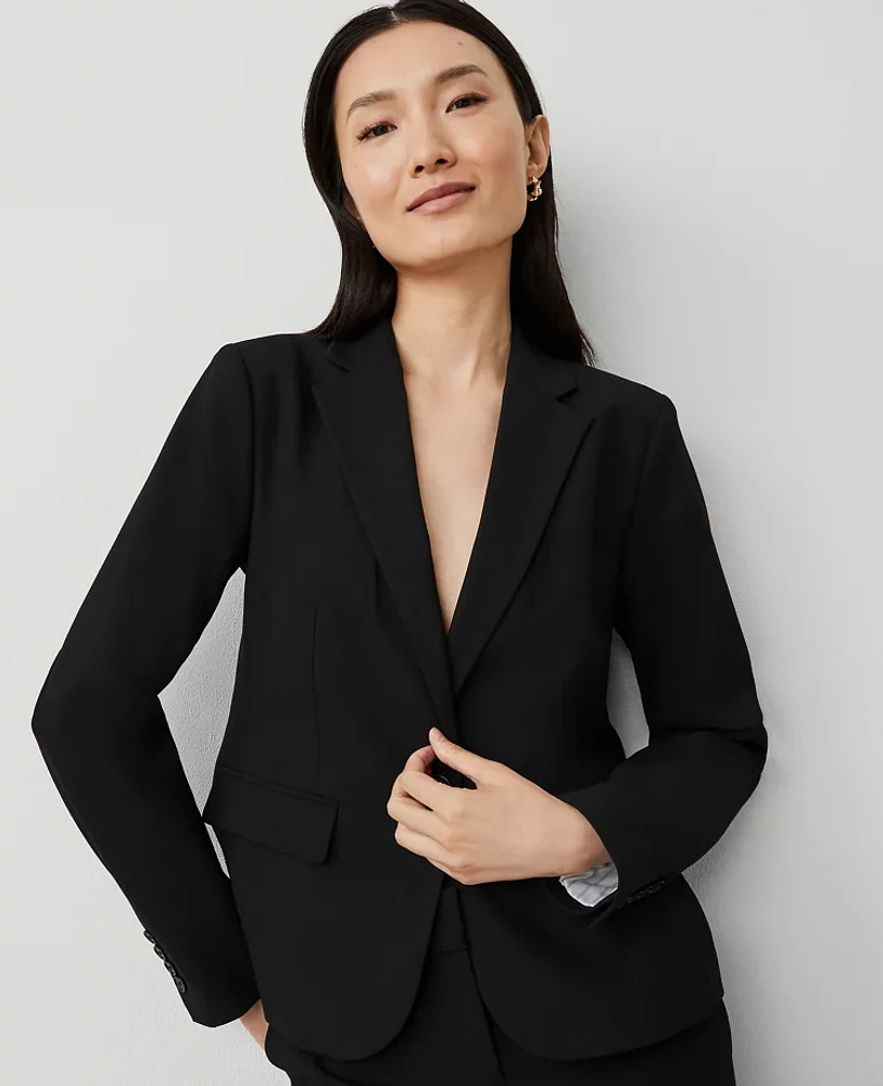 Ann Taylor The Petite Notched One Button Blazer Seasonless Stretch Women's