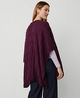Ann Taylor Cable Stitch Open Front Poncho Plum Rose Women's
