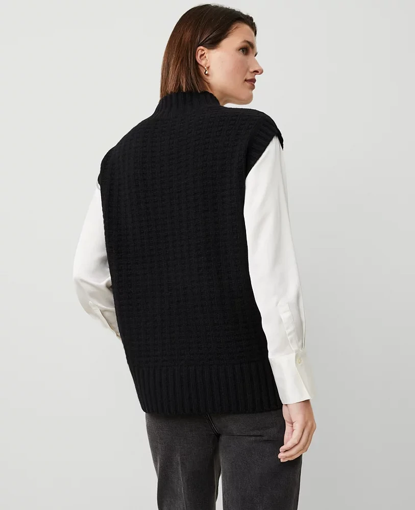 Ann Taylor Cashmere Geo Stitch Vest Black Women's