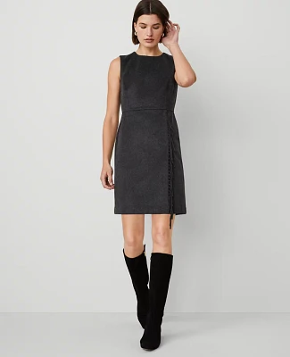 Ann Taylor Petite Fringe Sleeveless Sheath Dress Size 0 Charcoal Stone Melange Women's