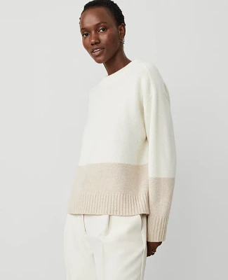 Ann Taylor Cashmere Colorblock Sweater Size XL Ivory Multi Women's