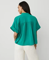 Ann Taylor Mock Neck Popover Top Size XS Shady Glade Women's