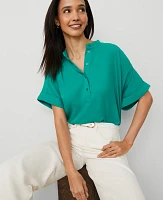 Ann Taylor Mock Neck Popover Top Size XS Shady Glade Women's