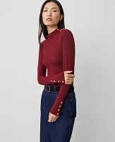 Ann Taylor Petite Mock Neck Button Top Women's