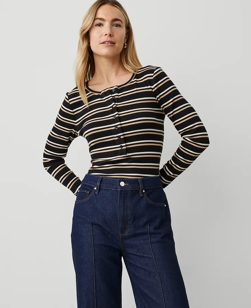 Ann Taylor Weekend Collection Stripe Henley Top Women's