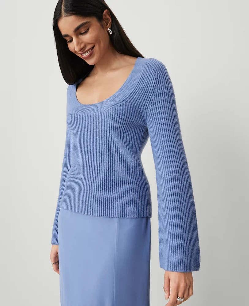 Ann Taylor Ribbed Scoop Neck Sweater Women's