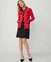 Ann Taylor Petite Contrast Trim Boyfriend Cardigan Size 2XS Red/Black Multi Women's