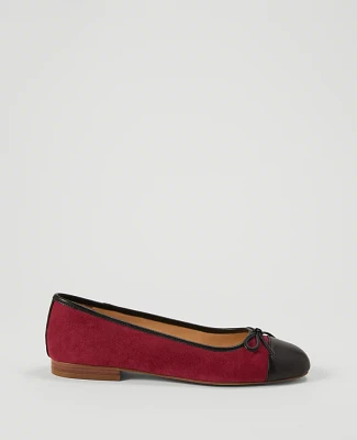 Ann Taylor Weekend Collection Cap Toe Suede Ballet Flat 9 Rich Mulberry Women's