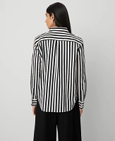 Ann Taylor Striped Relaxed Perfect Shirt Size XS Black Women's