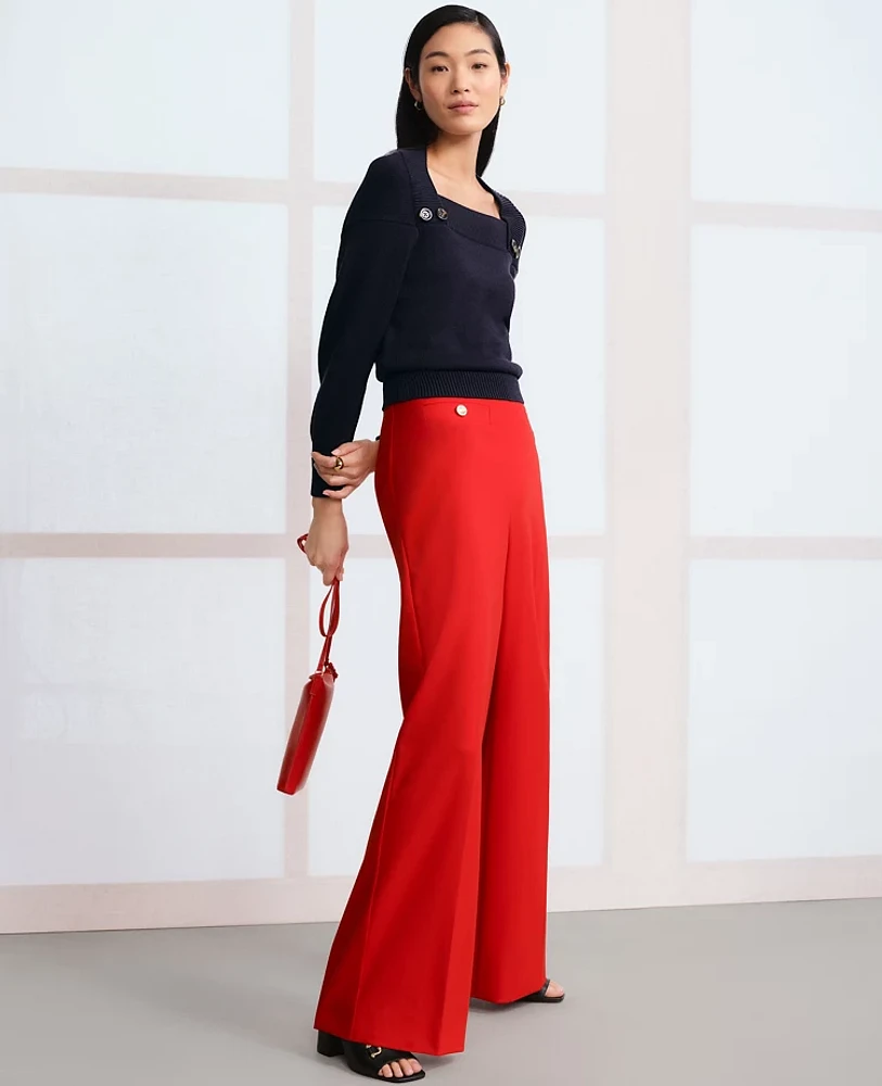 Ann Taylor The Button Trim Sailor Wide-Leg Pant Women's