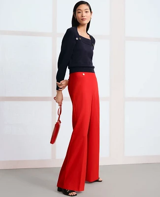Ann Taylor The Button Trim Sailor Wide-Leg Pant Women's
