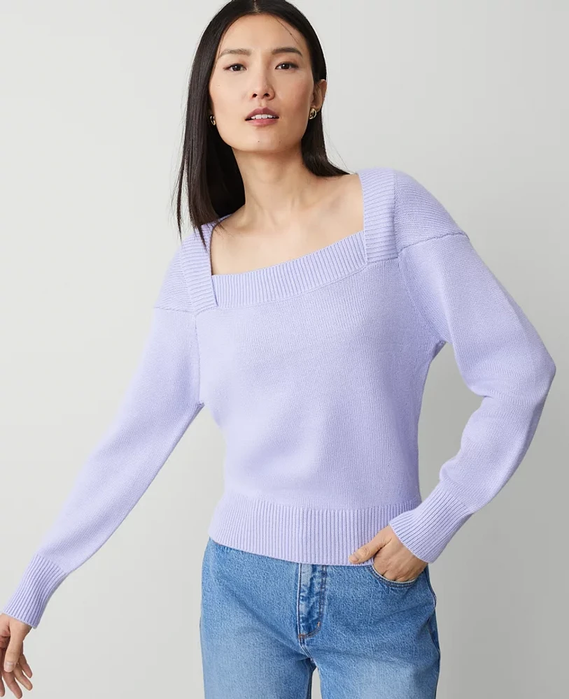 Ann Taylor Envelope Neck Sweater Lilac Bud Women's