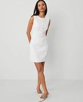 Ann Taylor Tweed Button Shift Dress Size 8 Ivory Texture Women's
