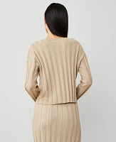 Ann Taylor Shimmer Ribbed Sweater Toasted Oat Women's