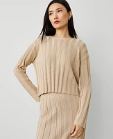 Ann Taylor Shimmer Ribbed Sweater Toasted Oat Women's
