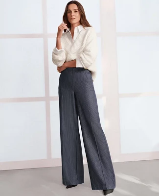Ann Taylor The Wide-Leg Sailor Pant in Pinstripe Size 6 Indigo/White Women's