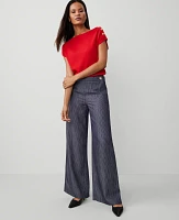 Ann Taylor The Wide-Leg Sailor Pant in Pinstripe Size 6 Indigo/White Women's