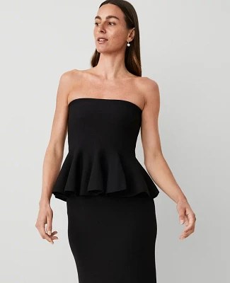 Ann Taylor Strapless Peplum Top Size Medium Black Women's