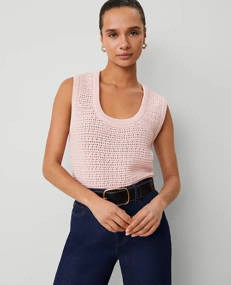 Ann Taylor Weekend Collection Open-Stitch Sweater Shell Top Women's