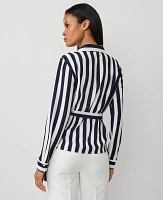 Ann Taylor Striped Collared Wrap Blouse Size XS Night Sky Women's