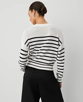 Ann Taylor Weekend Collection Striped Wedge Sweater Size XL White/Black Multi Women's